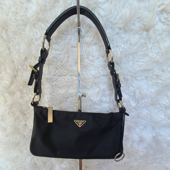 Prada Tessuto Spazzole Pochette Black Great Condition- Authentic - Picture 3 of 16